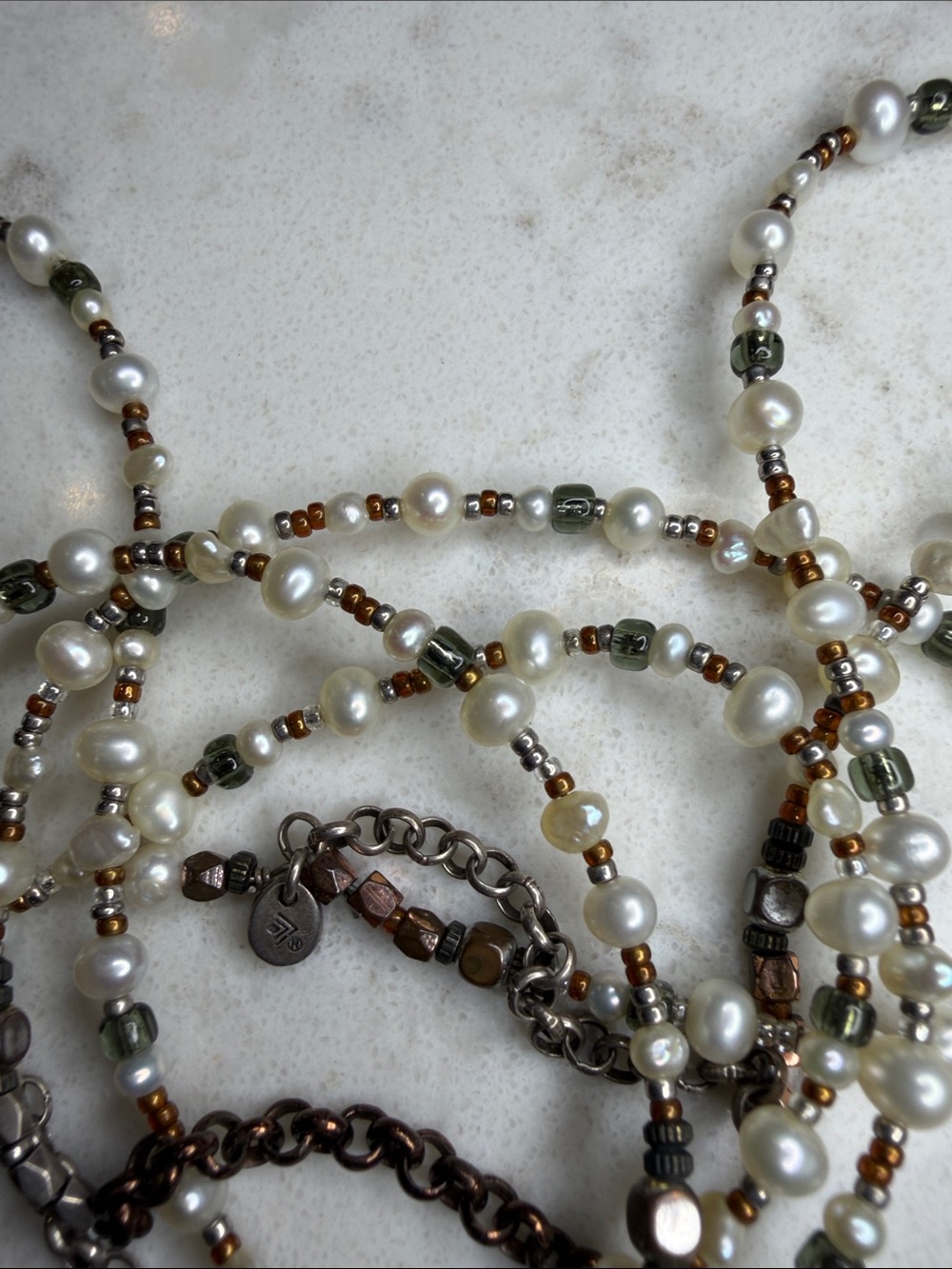 Silpada White Pearl and Gray Hematite Long Beaded Necklace - Picture 3 of 7